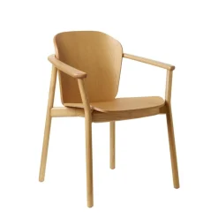 Krzesło Finn z podłokietnikami jasny orz drewniane