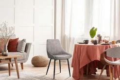 Krzesło Floyd sztruks szary tapicerowane