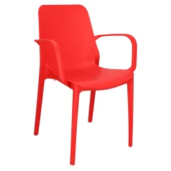 Krzesło Ginevra z podłokietnikami czerwo z tworzywa