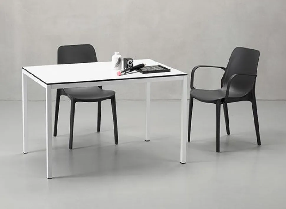 Krzesło Ginevra z podłokietnikami niebieskie z tworzywa