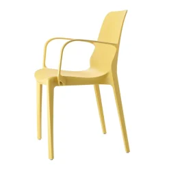 Krzesło Ginevra z podłokietnikami żółte z tworzywa