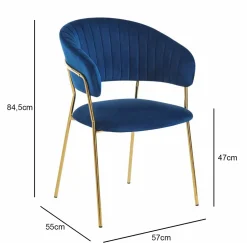Krzesło Glamour velvet granatowe/ złote nogi