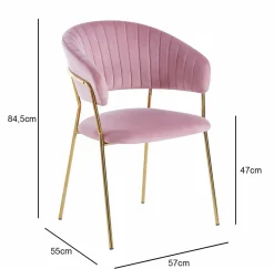 Krzesło Glamour velvet różowe/ złote