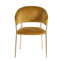 Krzesło Glamour velvet żółte/ złote nogi