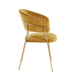 Krzesło Glamour velvet żółte/ złote nogi