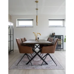 Krzesło Harbo obrotowe brązowe vintage  PU/ czarne