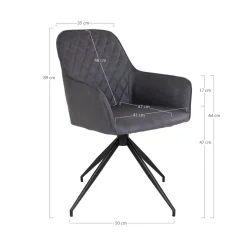 Krzesło Harbo obrotowe szare ciemne PU/  czarne