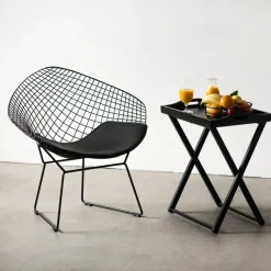 Krzesło HarryArm czarne poduszka czarna metalowe