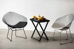 Krzesło HarryArm inspirowane Diamond Armchair czarna poduszka metalowe