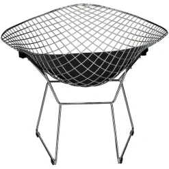 Krzesło HarryArm inspirowane Diamond Armchair czarna poduszka metalowe