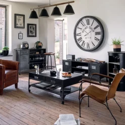 Krzesło Hoper z podłokietnikami skóra  cognac