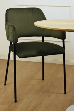 Krzesło Lima welurowe z podłokietnikami zielone tapicerowane