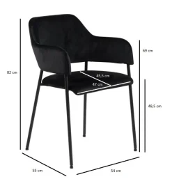 Krzesło Lima welurowe z podłokietnikami zielone tapicerowane