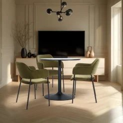 Krzesło Lima welurowe z podłokietnikami zielone tapicerowane