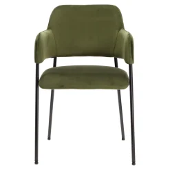 Krzesło Lima welurowe z podłokietnikami zielone tapicerowane