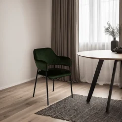 Krzesło Lima welurowe z podłokietnikami zielone tapicerowane
