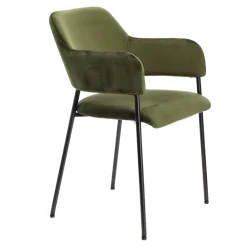 Krzesło Lima welurowe z podłokietnikami zielone tapicerowane