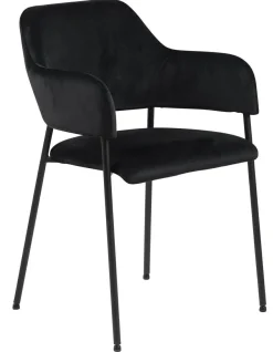 Krzesło Lima welurowe z podłokietnikami czarne tapicerowane
