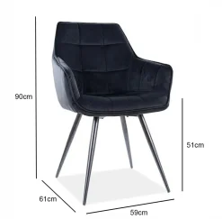 Krzesło Loly Velvet - czarne Bluvel 19