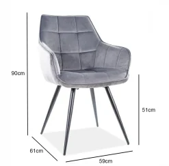 Krzesło Loly Velvet - szary Bluvel 14