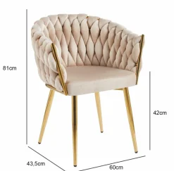 Krzesło Malaya Velvet beżowe/ nogi złote