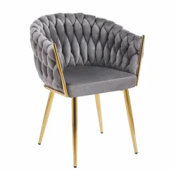 Krzesło Malaya Velvet szare/ nogi złote