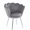 Krzesło muszelka Fiona VIC szary/nogi srebrne
