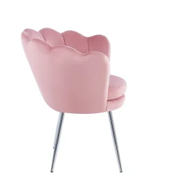 Krzesło muszelka Fiona VIC różowy jasny/nogi srebrne