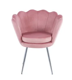 Krzesło muszelka Fiona VIC różowy jasny/nogi srebrne
