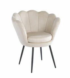 Krzesło muszelka Fiona VIC beżowy/czarne nogi