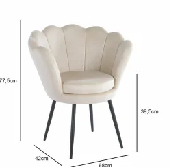 Krzesło muszelka Fiona VIC beżowy/czarne nogi