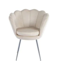 Krzesło muszelka Fiona VIC beżowy/nogi srebrne