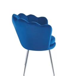 Krzesło muszelka Fiona VIC niebieski/nogi srebrne
