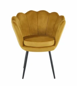 Krzesło muszelka Fiona VIC musztardowy/czarne nogi