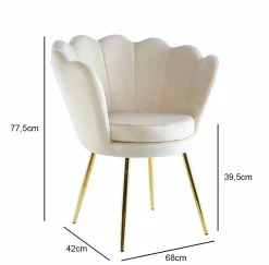 Krzesło muszelka Fiona VIC beżowy/nogi złote
