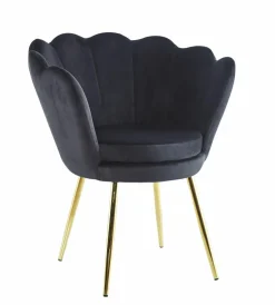 Krzesło muszelka Fiona VIC czarny/nogi złote