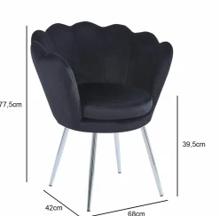 Krzesło muszelka Fiona VIC czarny/nogi srebrne