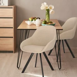Krzesło Nels beżowe czarne nogi