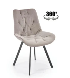Krzesło obrotowe Veroniq beżowe pikowane