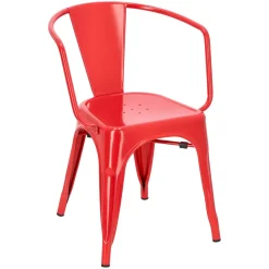 Krzesło Paris Arms czerwone inspirowane Tolix