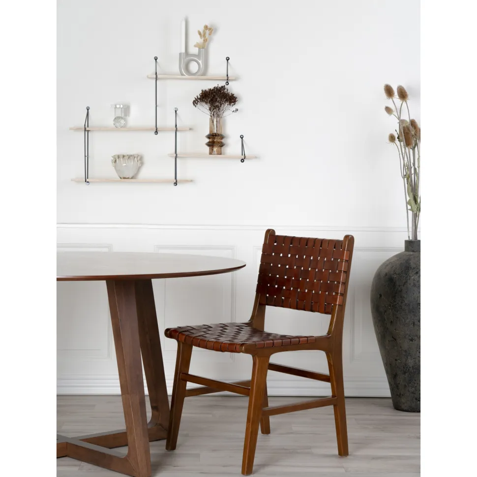 Krzesło Perugia plecione skóra brązowa