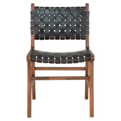 Krzesło Perugia plecione skóra czarna