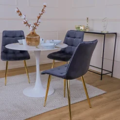 Krzesło Pilo szare/ złote nogi glamour