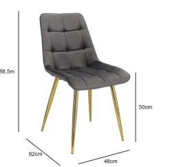 Krzesło Pilo szare/ złote nogi glamour