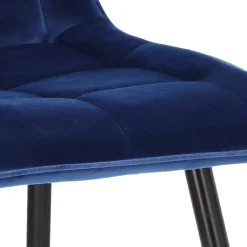 Krzesło Plaid granatowe/ czarne nogi tapicerowane