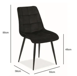 Krzesło Plaid Velvet - czarne/ czarne