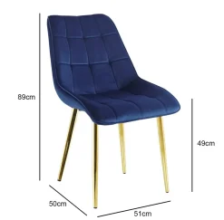 Krzesło Poly velvet niebieskie złote