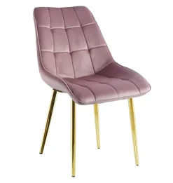 Krzesło Poly velvet różowe złote nogi