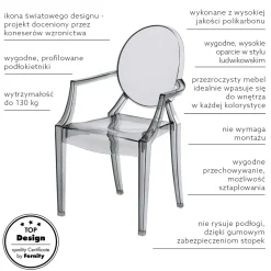 Krzesło Royal inspirowane Louis Ghost szare z tworzywa