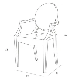 Krzesło Royal inspirowane Louis Ghost szare z tworzywa